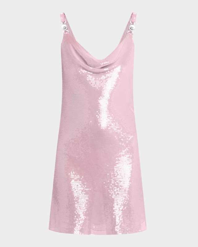 Sequined Silk Chiffon Mini Dress